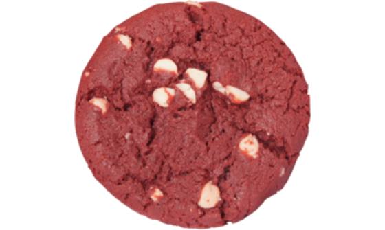 Red velvet cookie+witte choc.