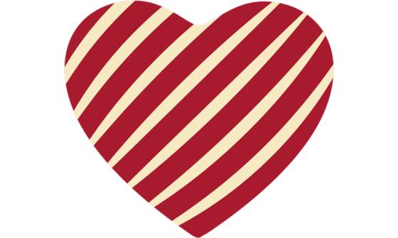 Striped hearts red witte choc.